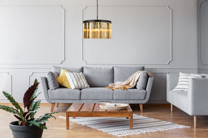 Sydney 8 light Matte Black Chandelier Golden Teak (Smoky) Royal Cut Crystal