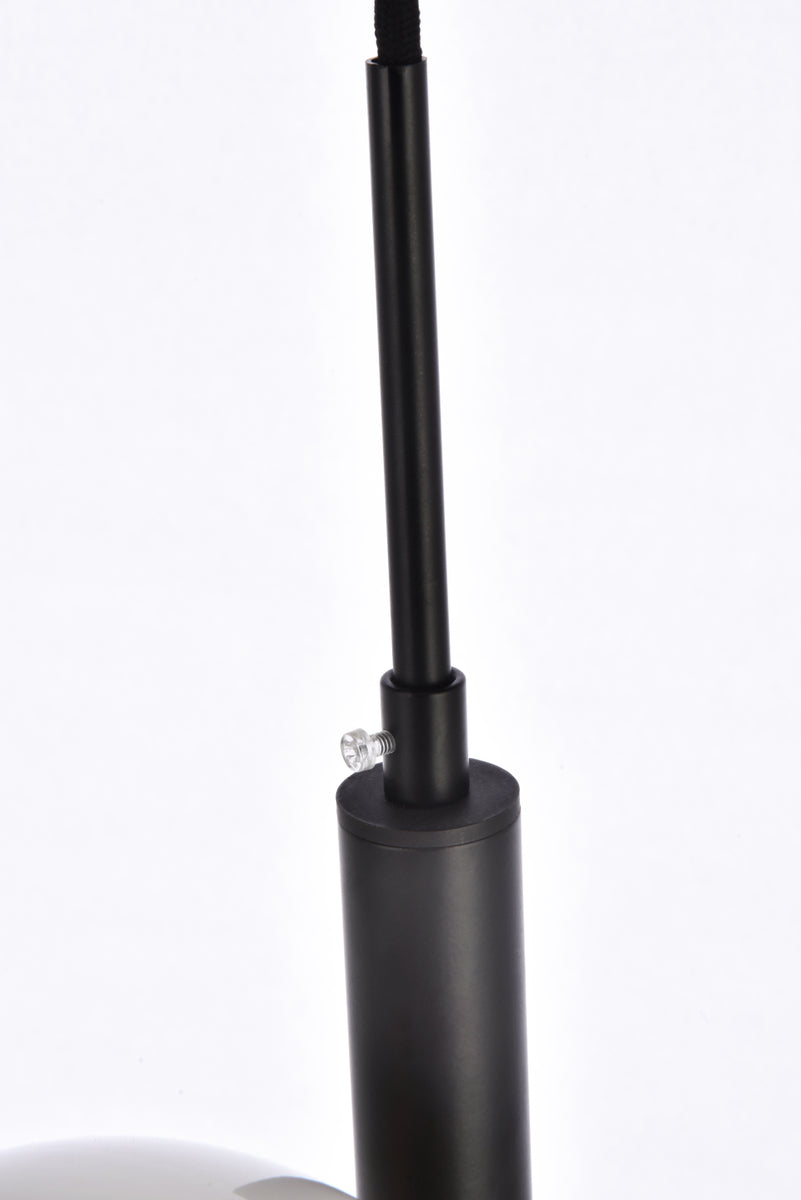 Wells 18 inch pendant in black and brass with white shade