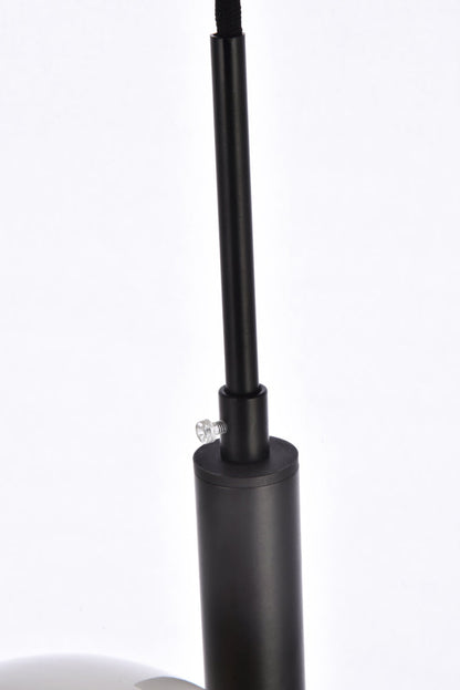 Wells 18 inch pendant in black and brass with white shade