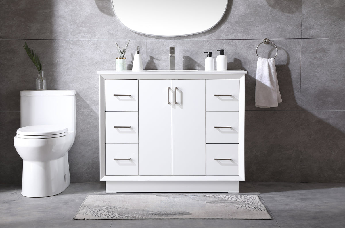 42 Inch SIngle Bathroom Vanity In White