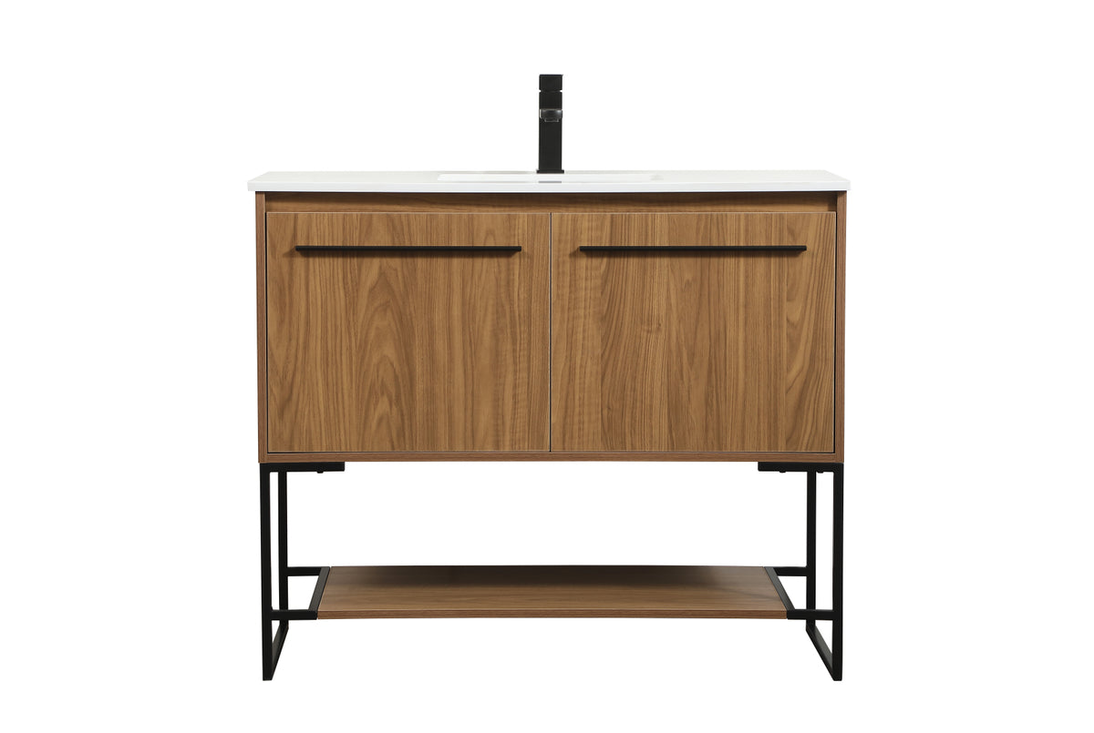 40 inch Single bathroom vanity in walnut brown