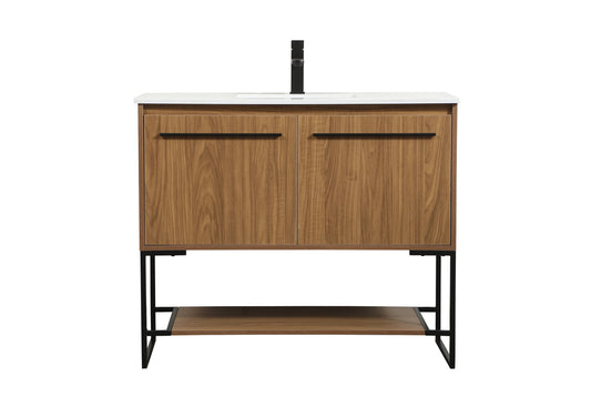 40 inch Single bathroom vanity in walnut brown