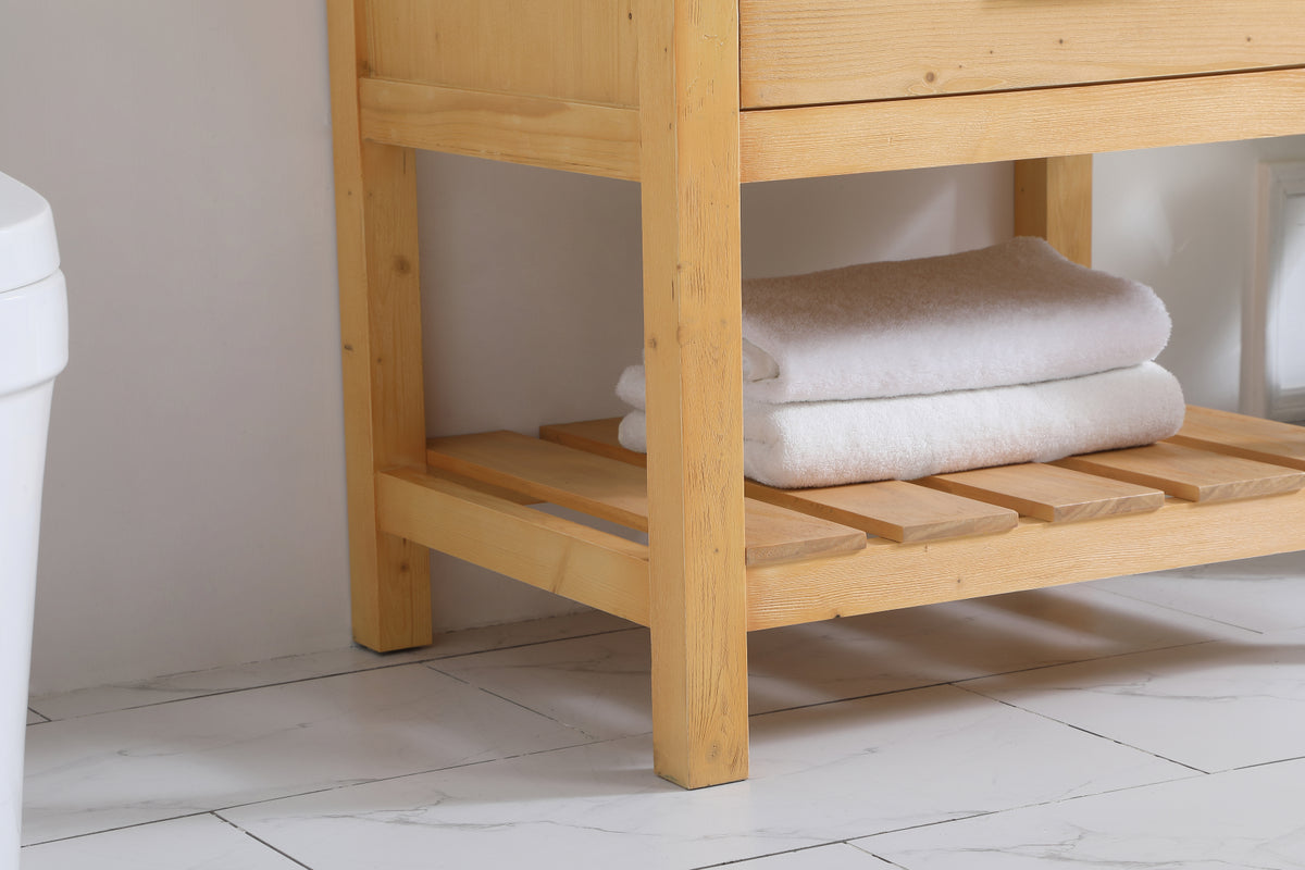 30 inch Single bathroom vanity in natural wood with backsplash