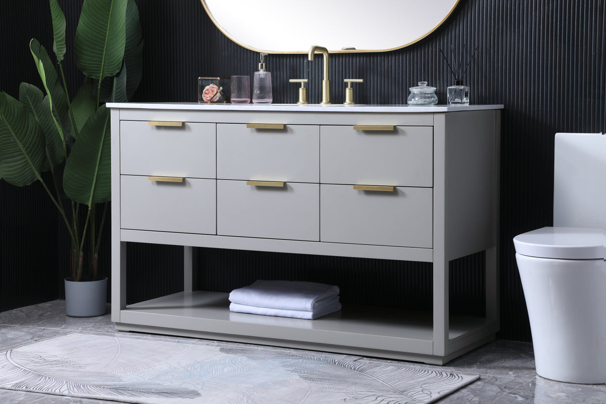 54 Inch SIngle Bathroom Vanity In Grey