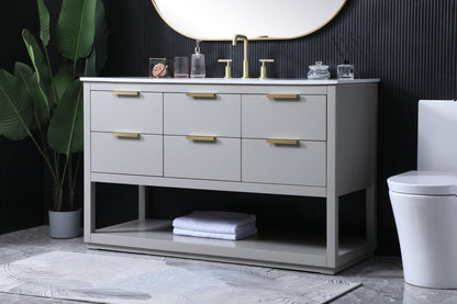 54 Inch SIngle Bathroom Vanity In Grey
