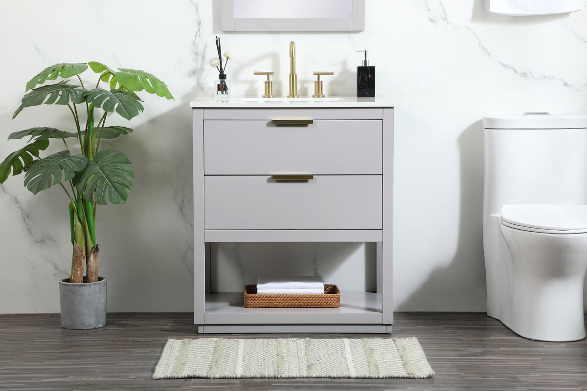 30 inch Single bathroom vanity in grey