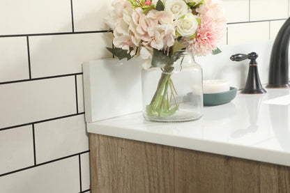 42 inch Single bathroom vanity in natural oak with backsplash
