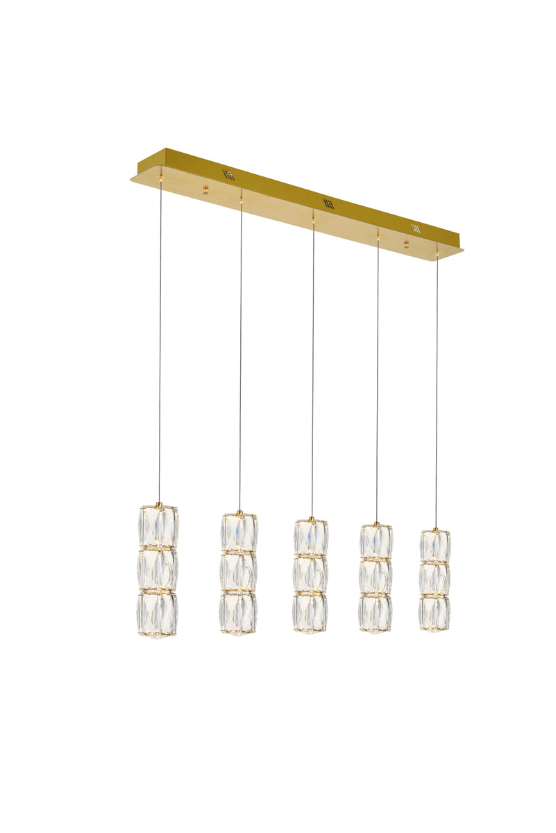 Polaris LED light gold Pendant Clear Royal Cut Crystal