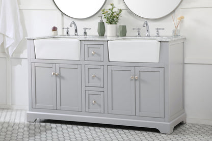 60 inch double bathroom vanity in grey