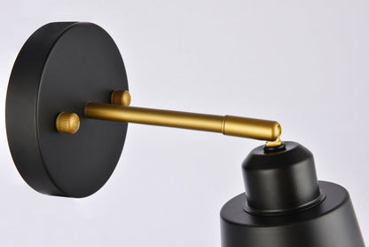 Halycon 5 inch black and brass wall sconce