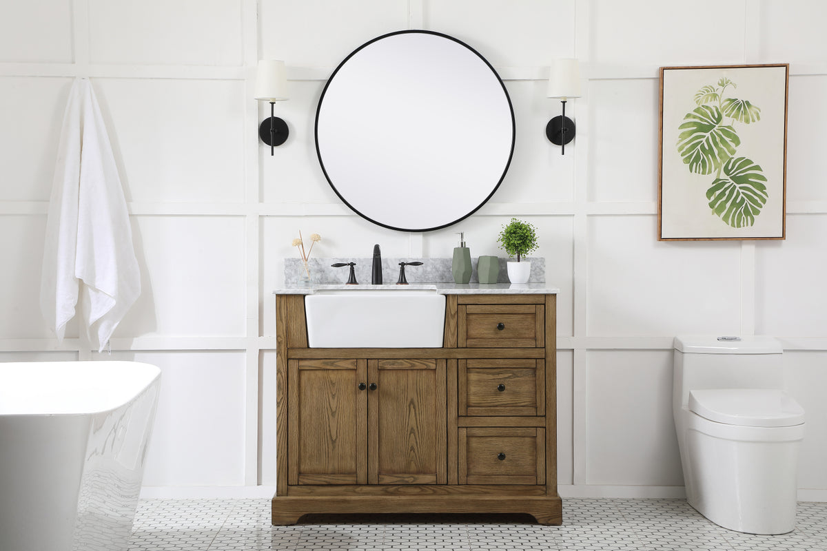 42 inch Single bathroom vanity in driftwood with backsplash