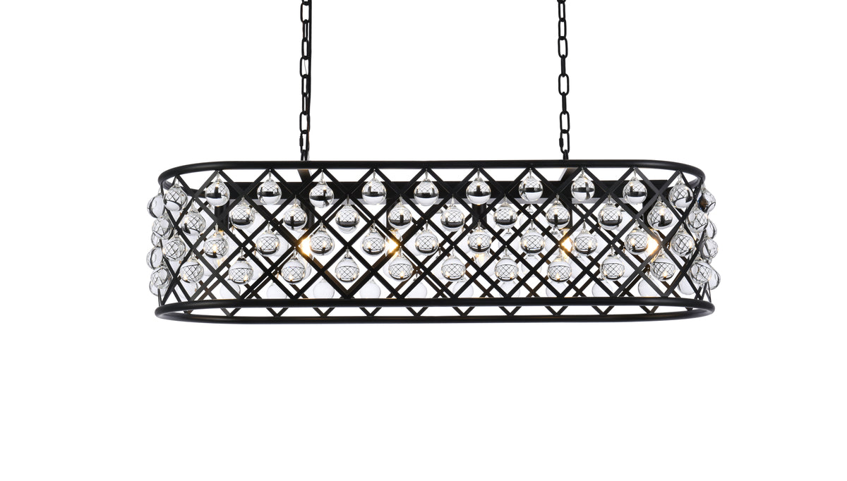 Madison 6 light Matte Black Chandelier Clear Royal Cut Crystal