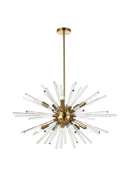 Sienna 32 inch crystal rod pendant in gold