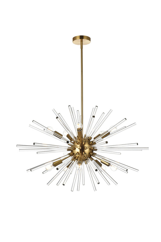Sienna 32 inch crystal rod pendant in gold