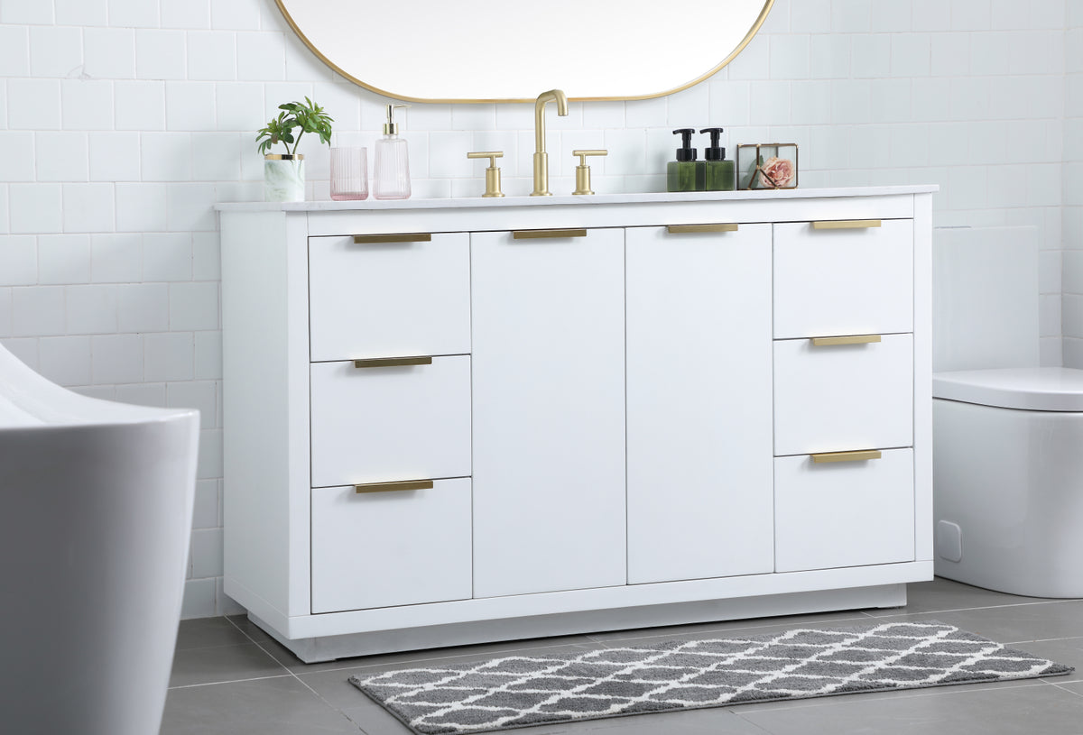 54 Inch SIngle Bathroom Vanity In White