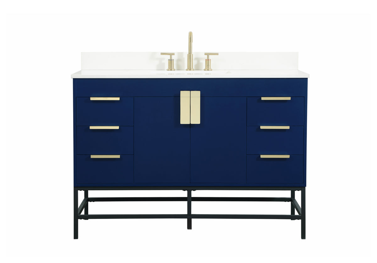 48 inch Single bathroom vanity in blue with backsplash