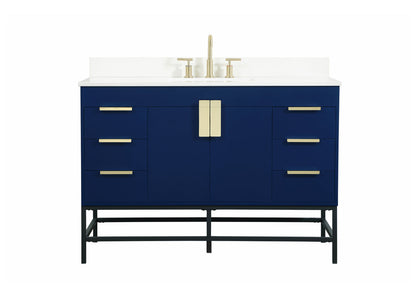 48 inch Single bathroom vanity in blue with backsplash