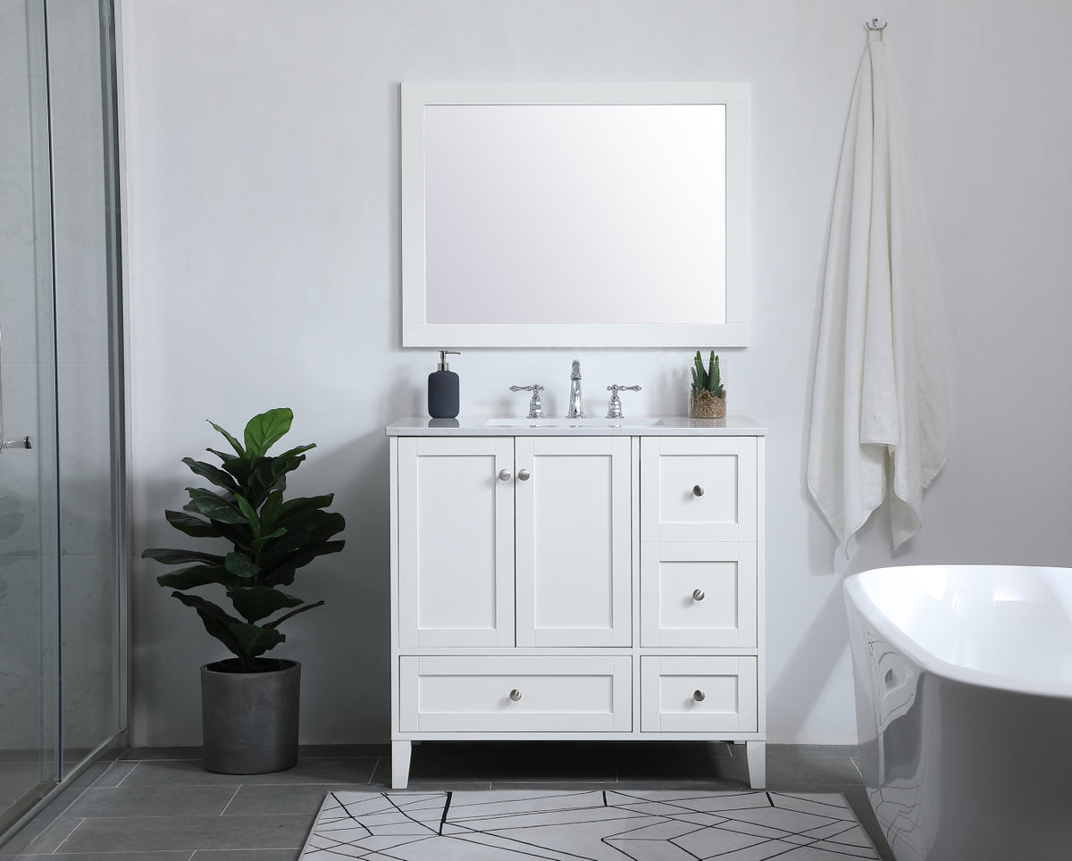 36 inch Single Bathroom Vanity in White
