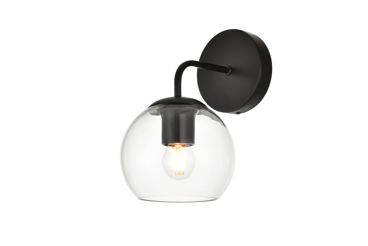 Genesis 1 light Black and Clear Bath Sconce