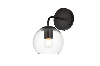 Genesis 1 light Black and Clear Bath Sconce