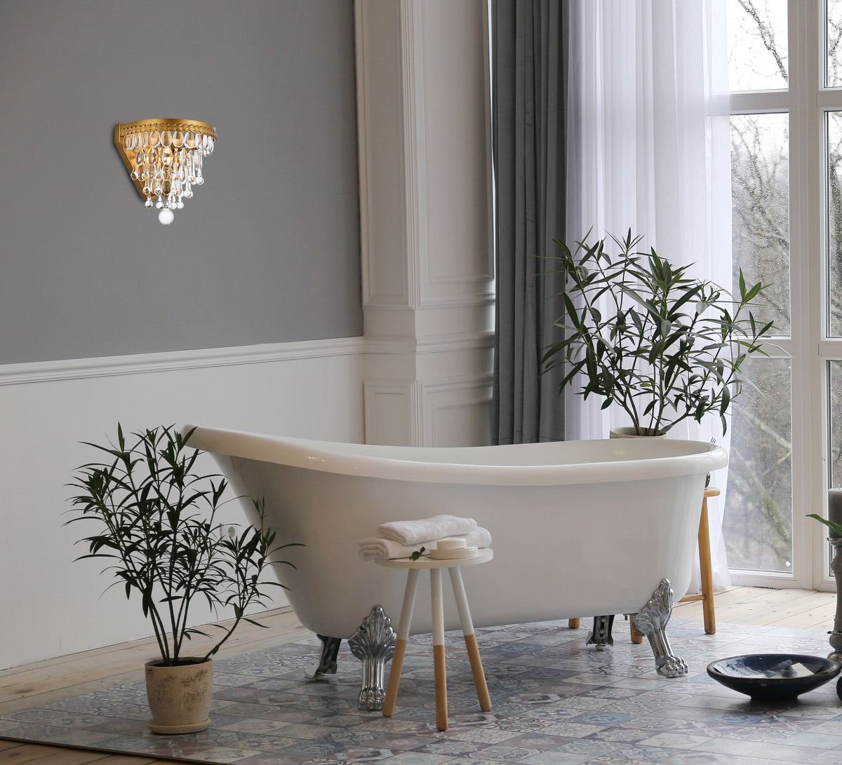 Nordic 1 light brass wall sconce