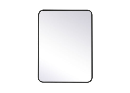 Soft corner metal rectangular mirror 24x32 inch in black