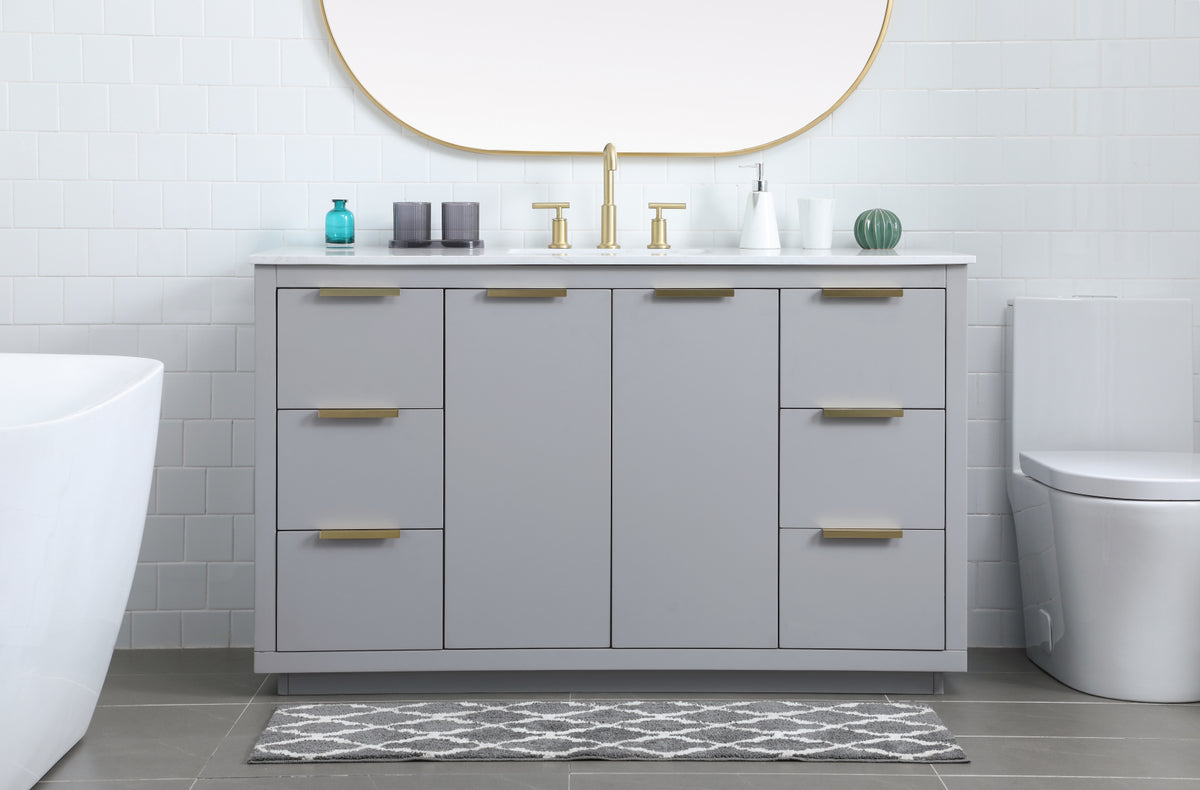 54 Inch SIngle Bathroom Vanity In Grey