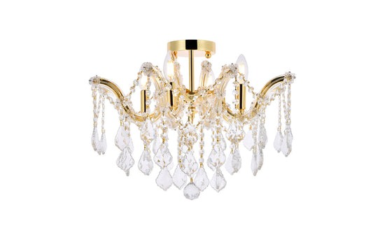 Maria Theresa 4 light Gold Flush Mount Clear Royal Cut Crystal