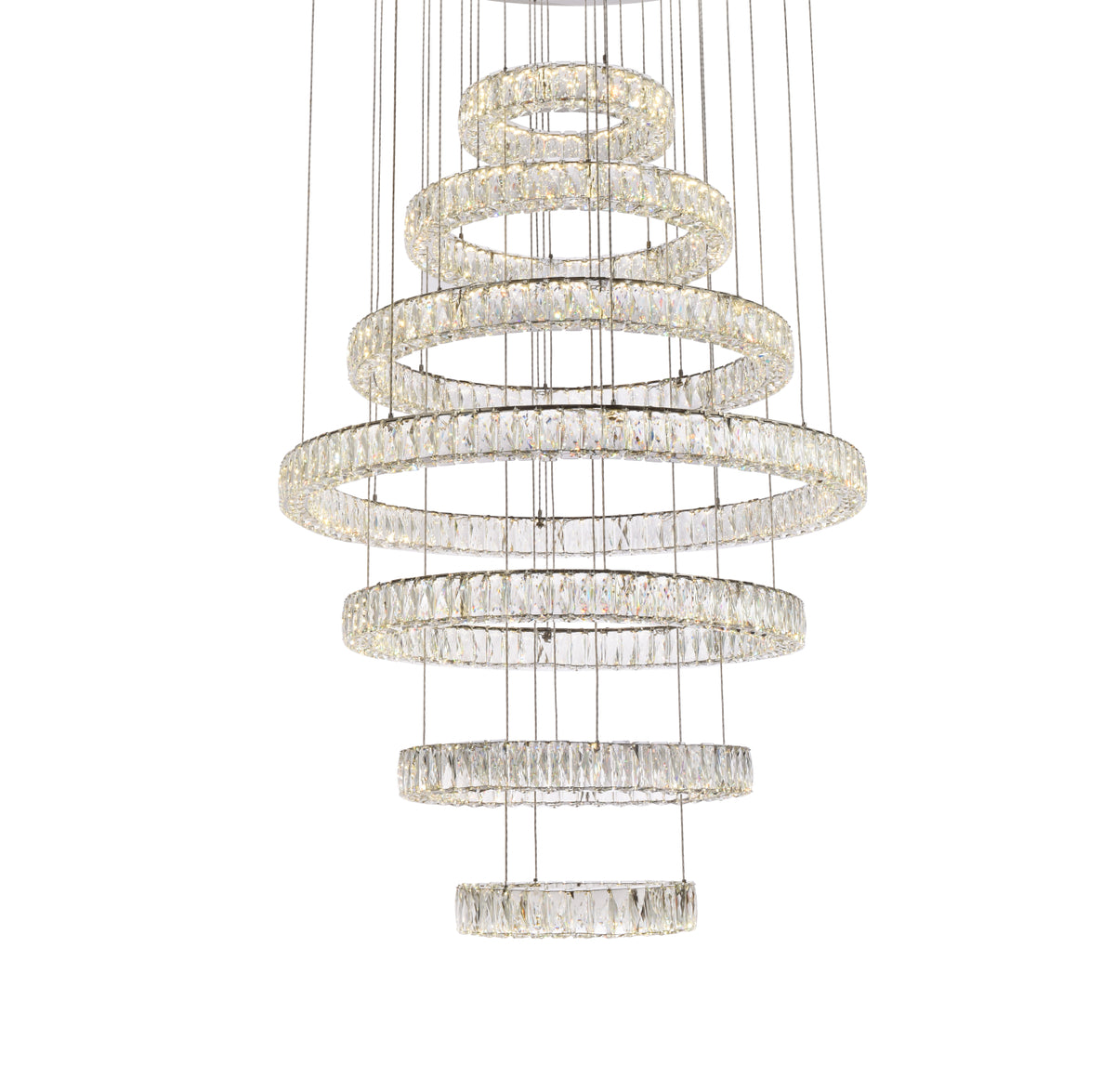 Monroe 40 inch LED seven ring chandelier in chrome