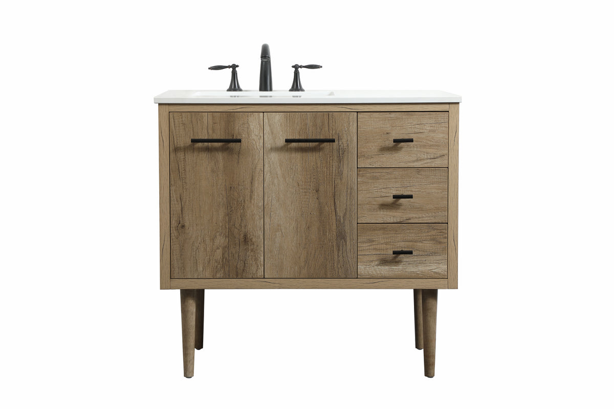 36 inch Single bathroom vanity in natural oak