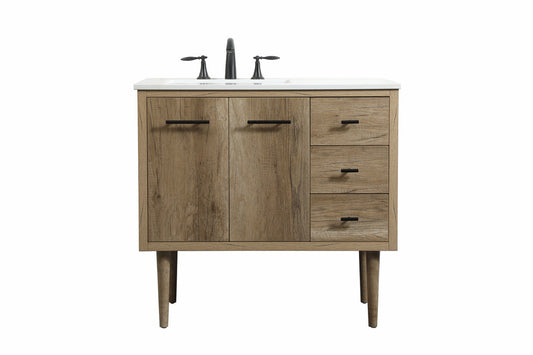 36 inch Single bathroom vanity in natural oak