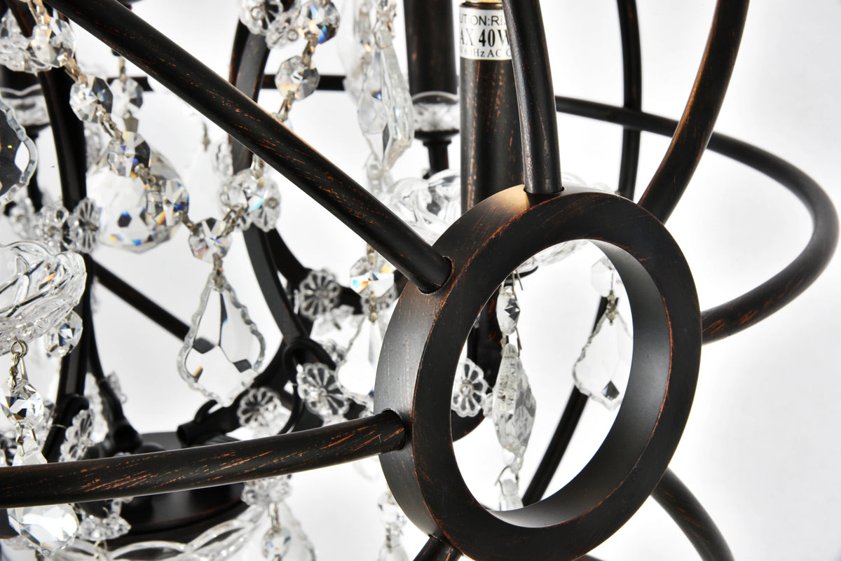 Geneva 5 light Dark Bronze Pendant Clear Royal Cut crystal