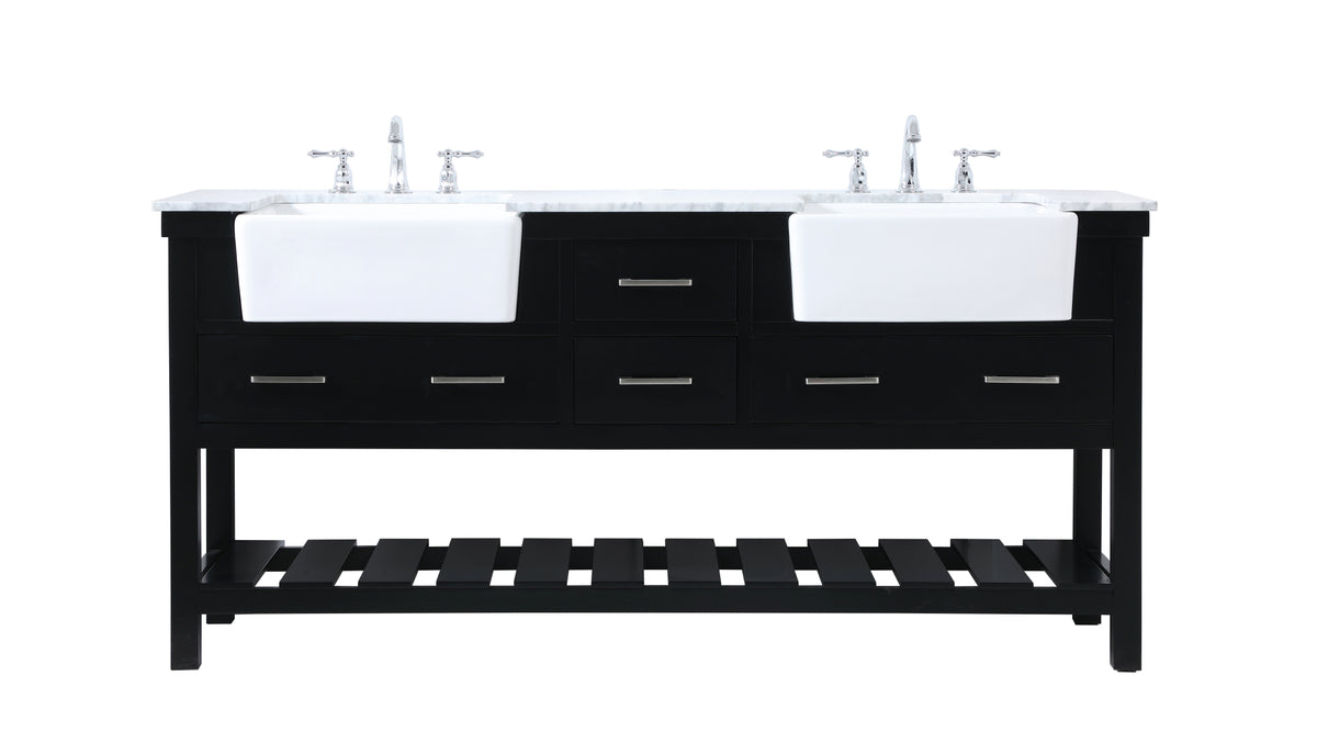 72 inch double bathroom vanity in black