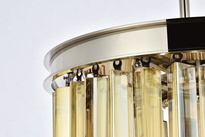 Sydney 3 light polished nickel Pendant Golden Teak (Smoky) Royal Cut Crystal