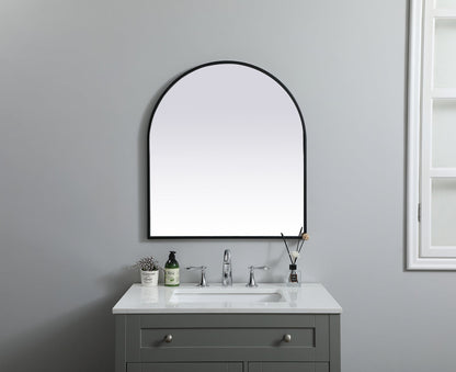 Metal Frame Arch Mirror 27x30 Inch in Black