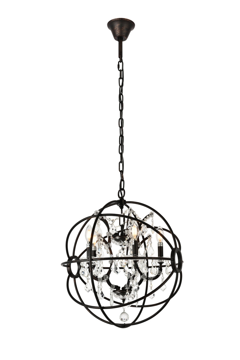 Geneva 5 light Dark Bronze Pendant Clear Royal Cut crystal