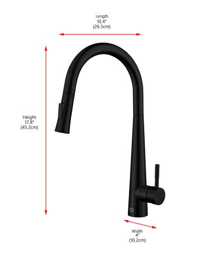 Lucas Single Handle Pull Down Sprayer Kitchen Faucet in Matte Black