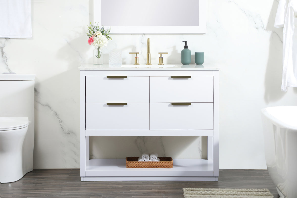 42 inch Single bathroom vanity in white
