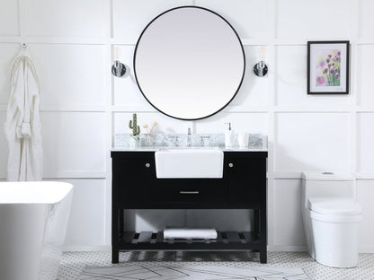48 inch Single bathroom vanity in black with backsplash