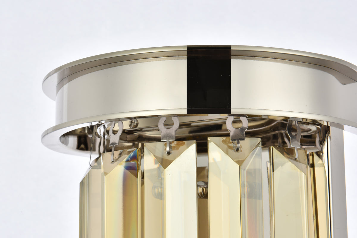 Sydney 2 light polished nickel Wall Sconce Golden Teak (Smoky) Royal Cut Crystal