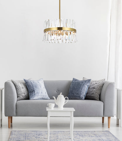 Serephina 20 inch crystal round pendant light in satin gold