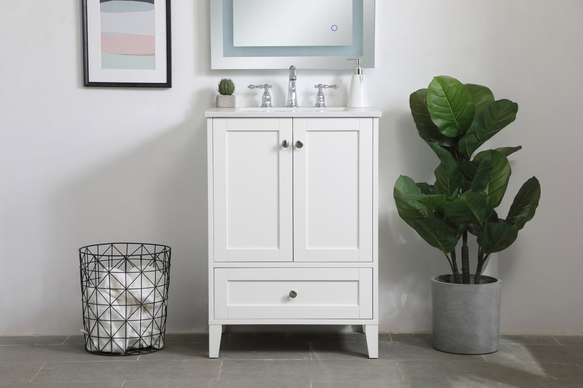 24 inch Single Bathroom Vanity in White