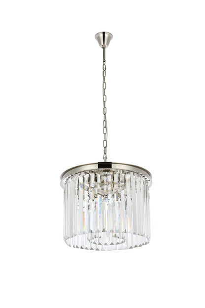Sydney 6 light polished nickel Pendant Clear Royal Cut Crystal