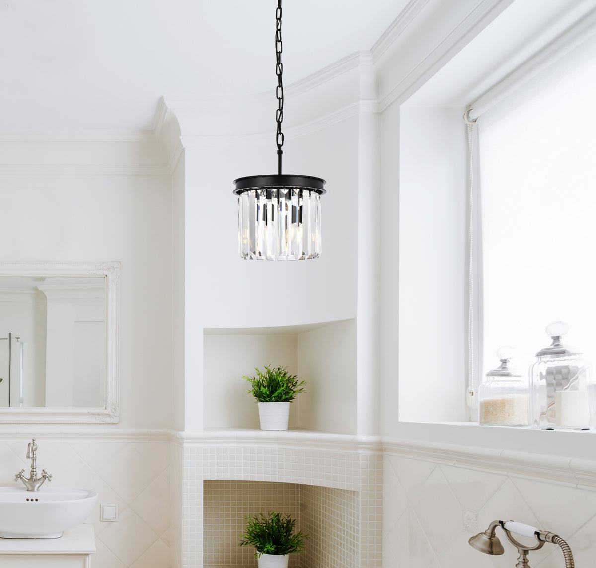 Sydney 3 light Matte Black Pendant Clear Royal Cut Crystal