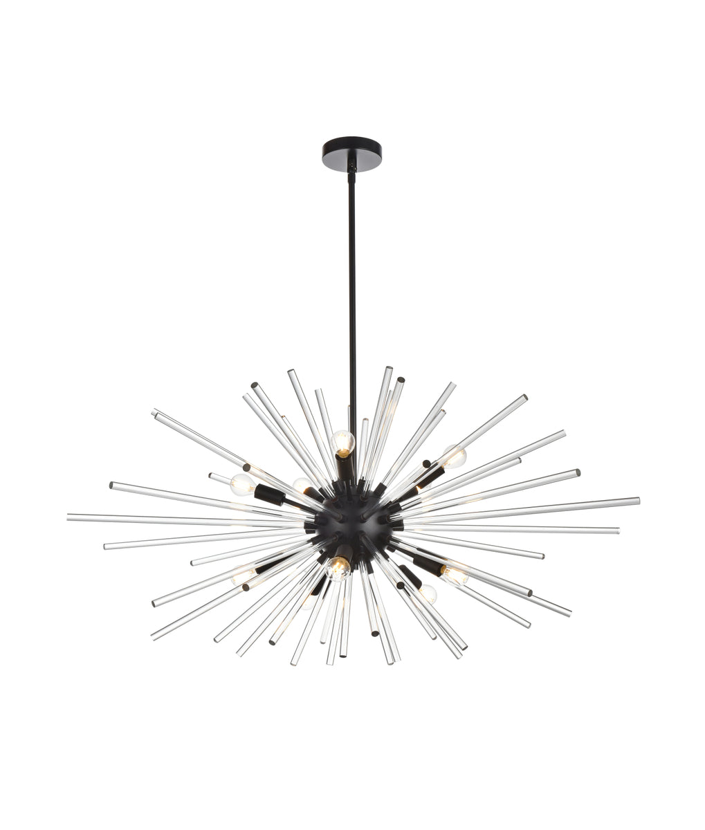 Sienna 42 inch crystal rod pendant in black