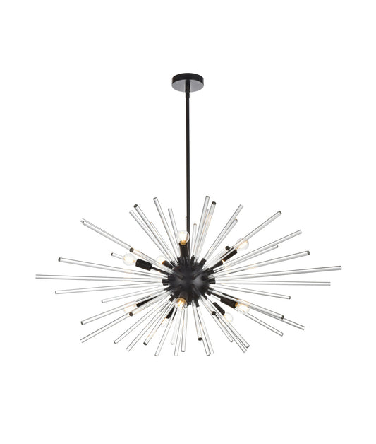 Sienna 42 inch crystal rod pendant in black