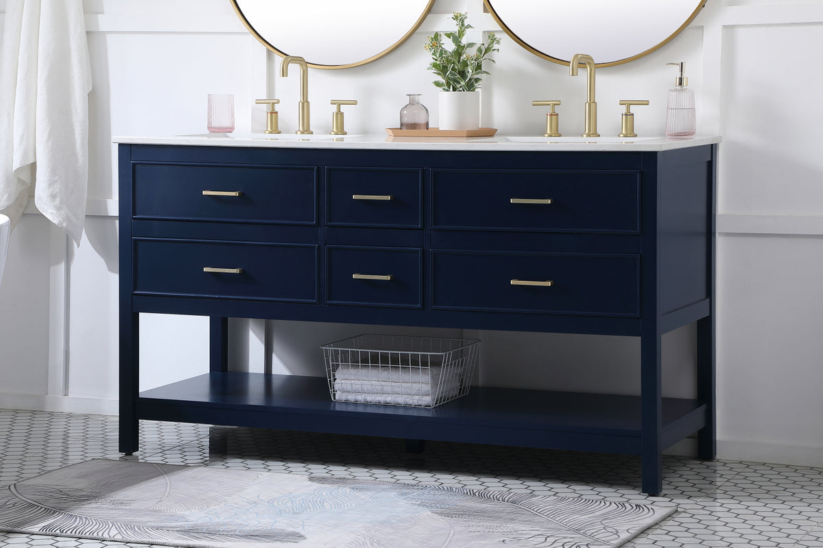60 inch double bathroom vanity in blue