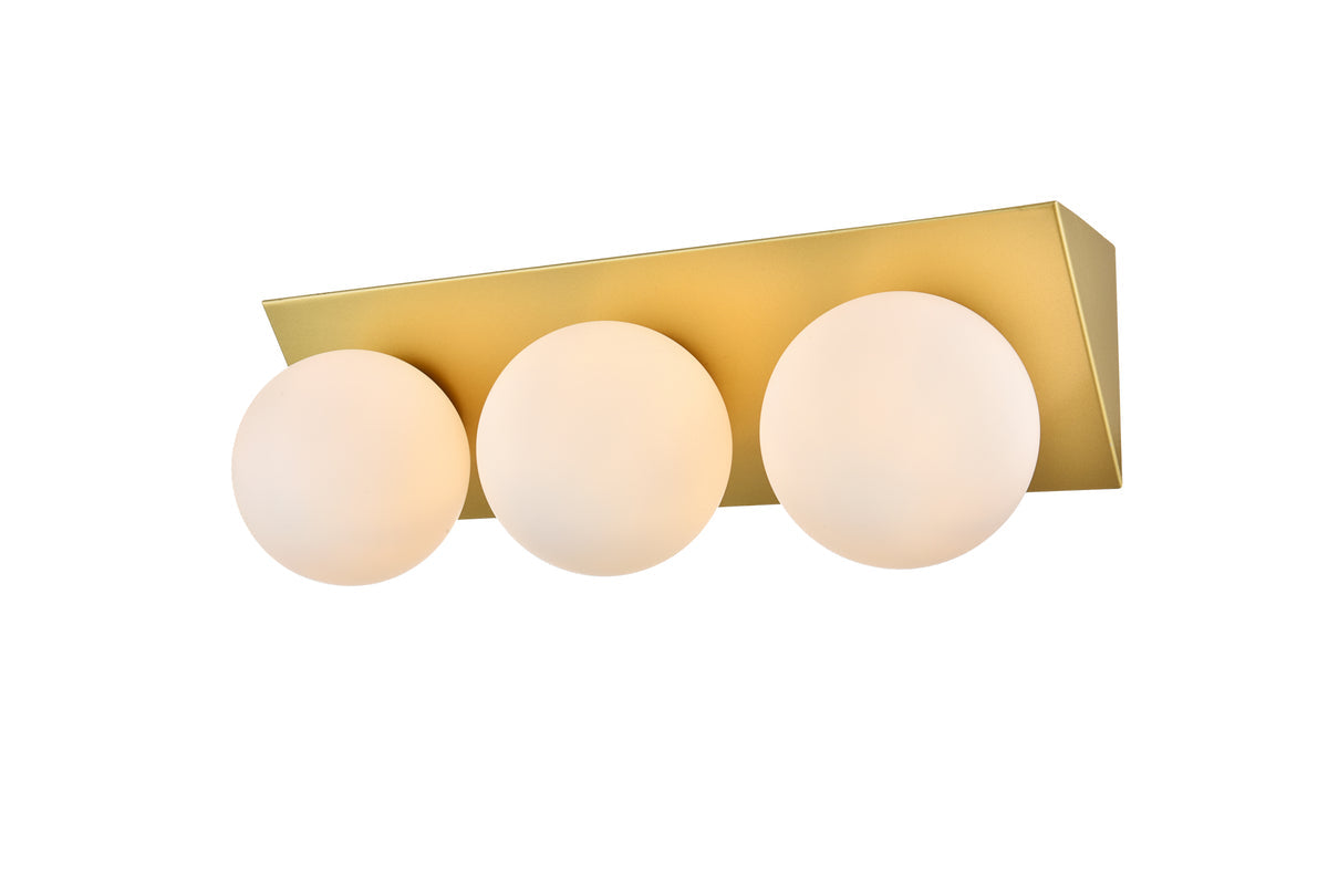 Jillian 3 light Brass and frosted white Bath Sconce