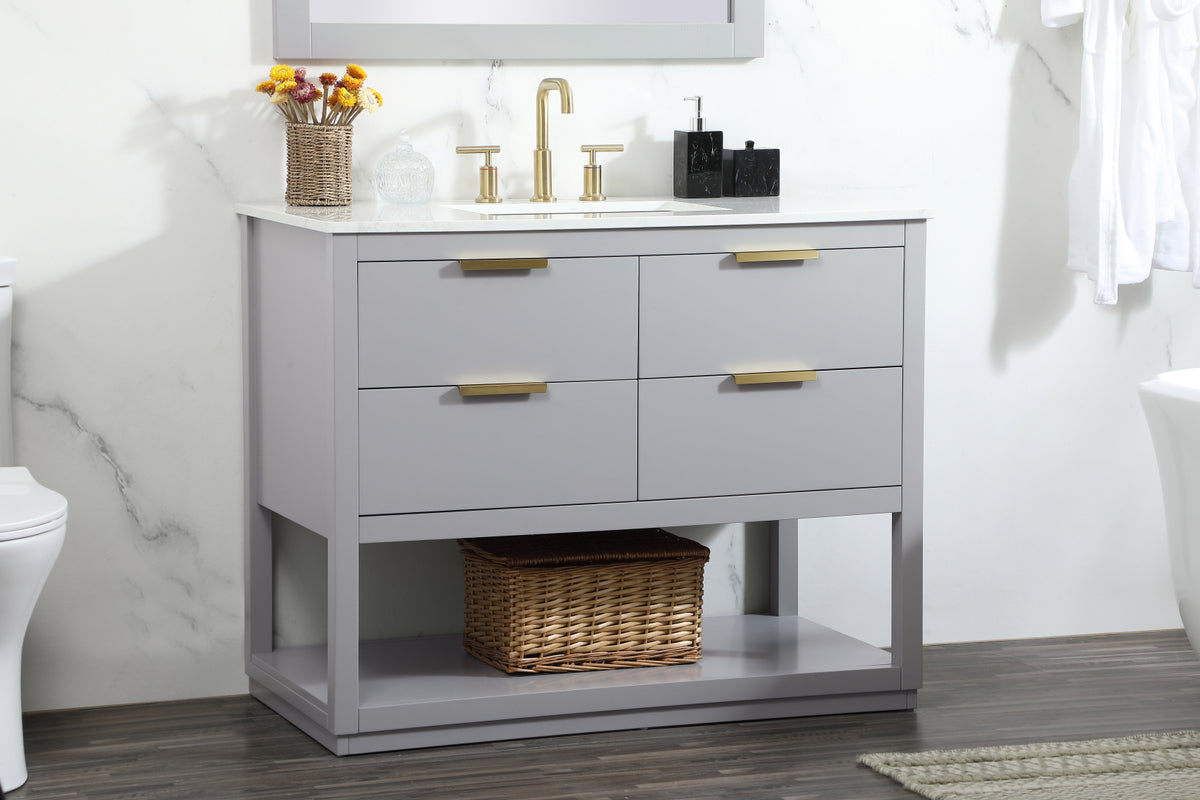 42 inch Single bathroom vanity in grey