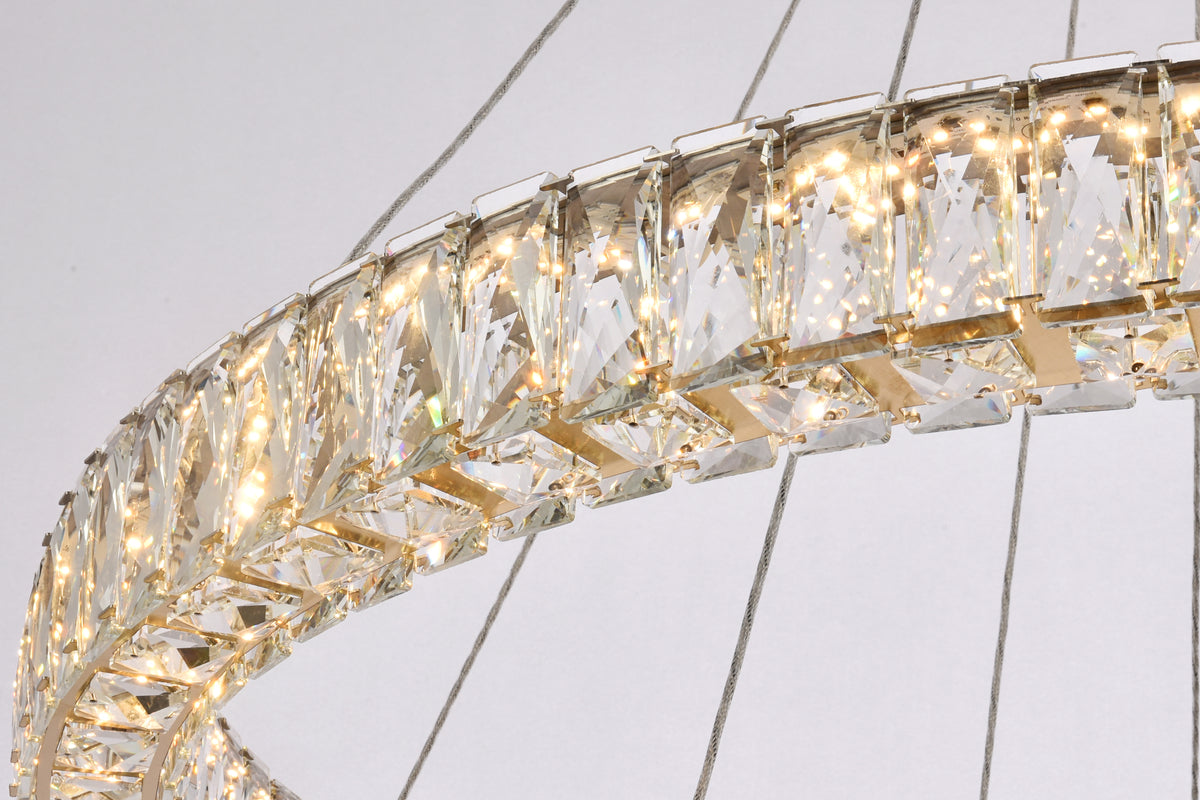 Monroe 36 inch LED double ring chandelier in gold